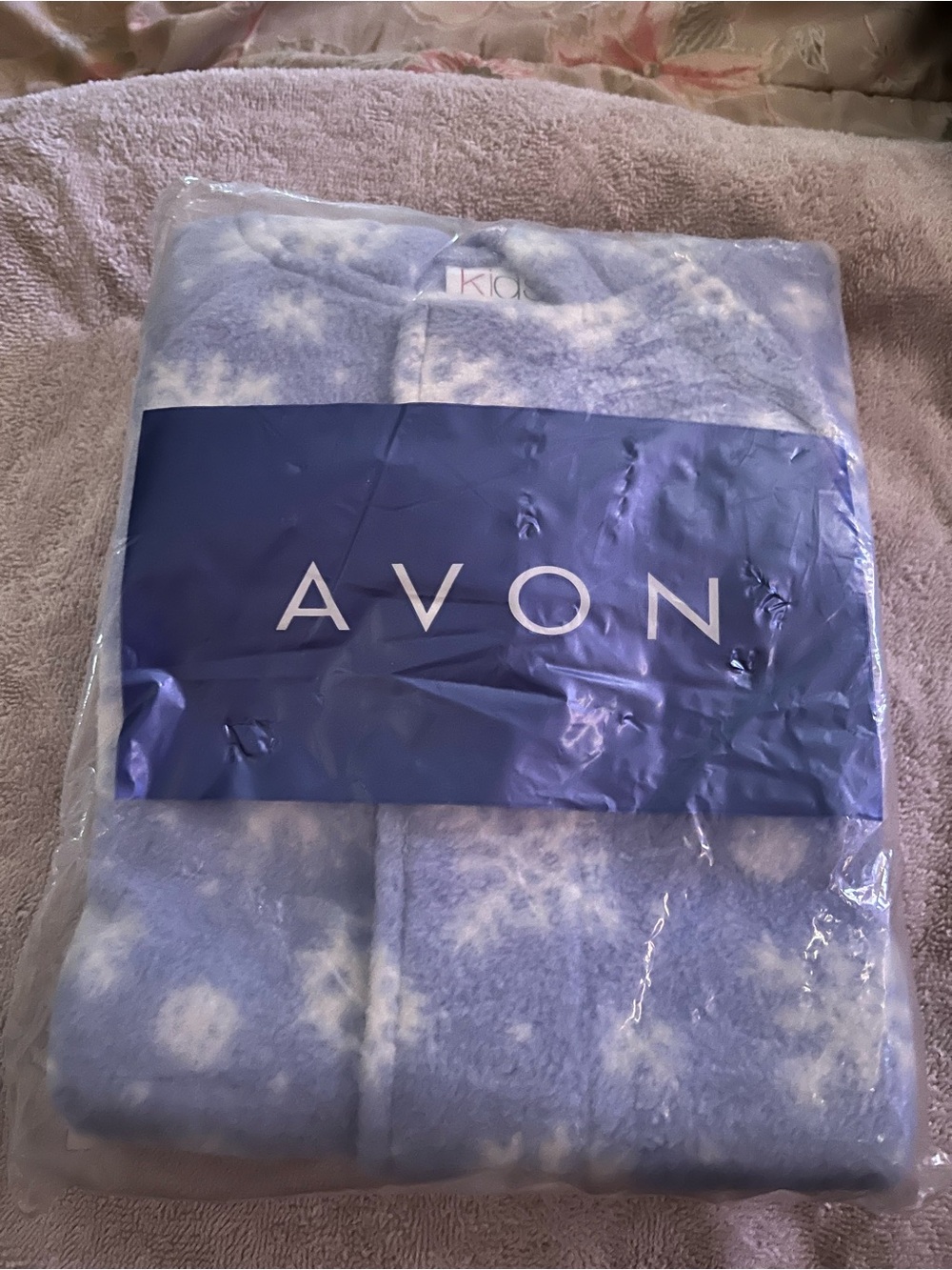 AVON Tiny Tillia Snowflake Bunting, Blue Snowflake Plush Robe, vintage